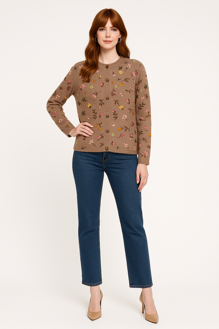 Women’s Intricate Floral Knit Cardigan