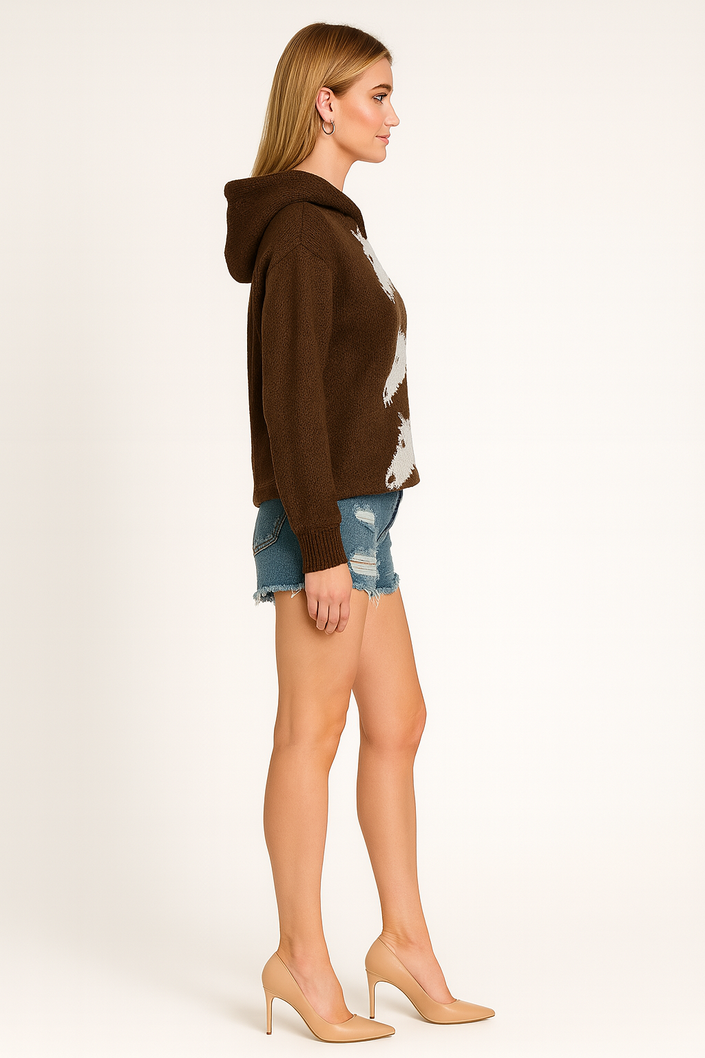 Women’s Knit Hoodie with Artistic Graphic