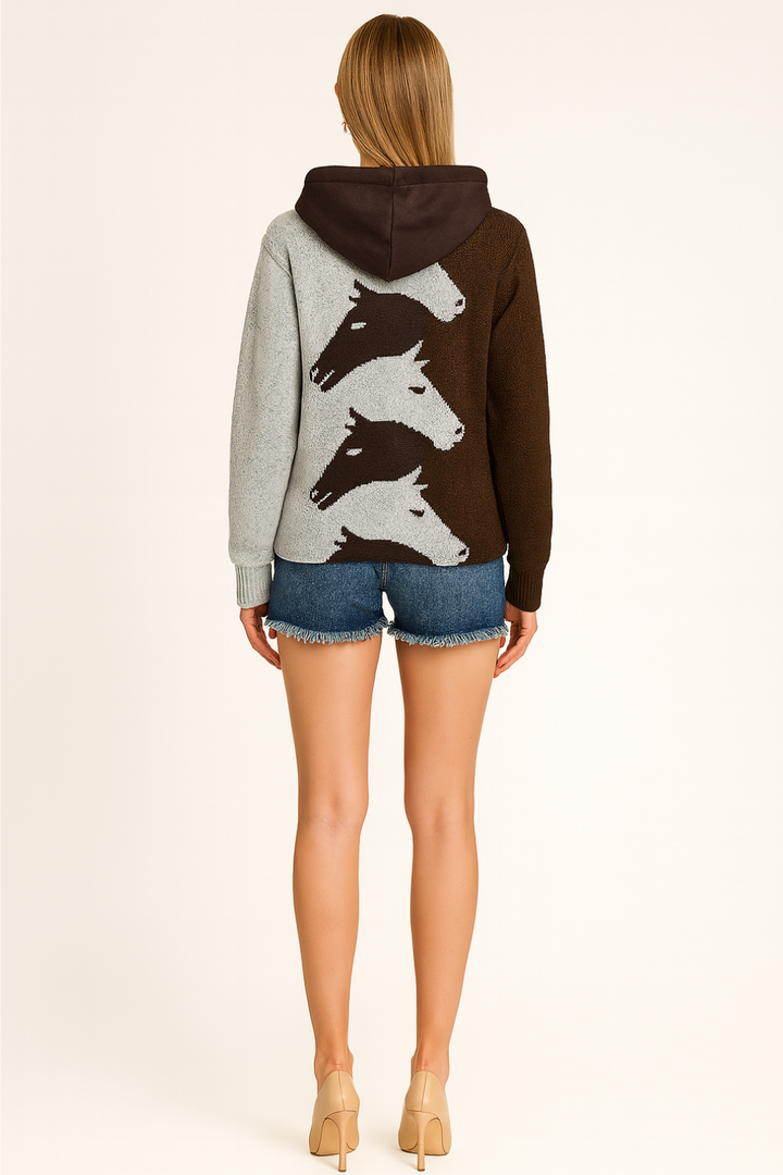 Women’s Knit Hoodie with Artistic Graphic