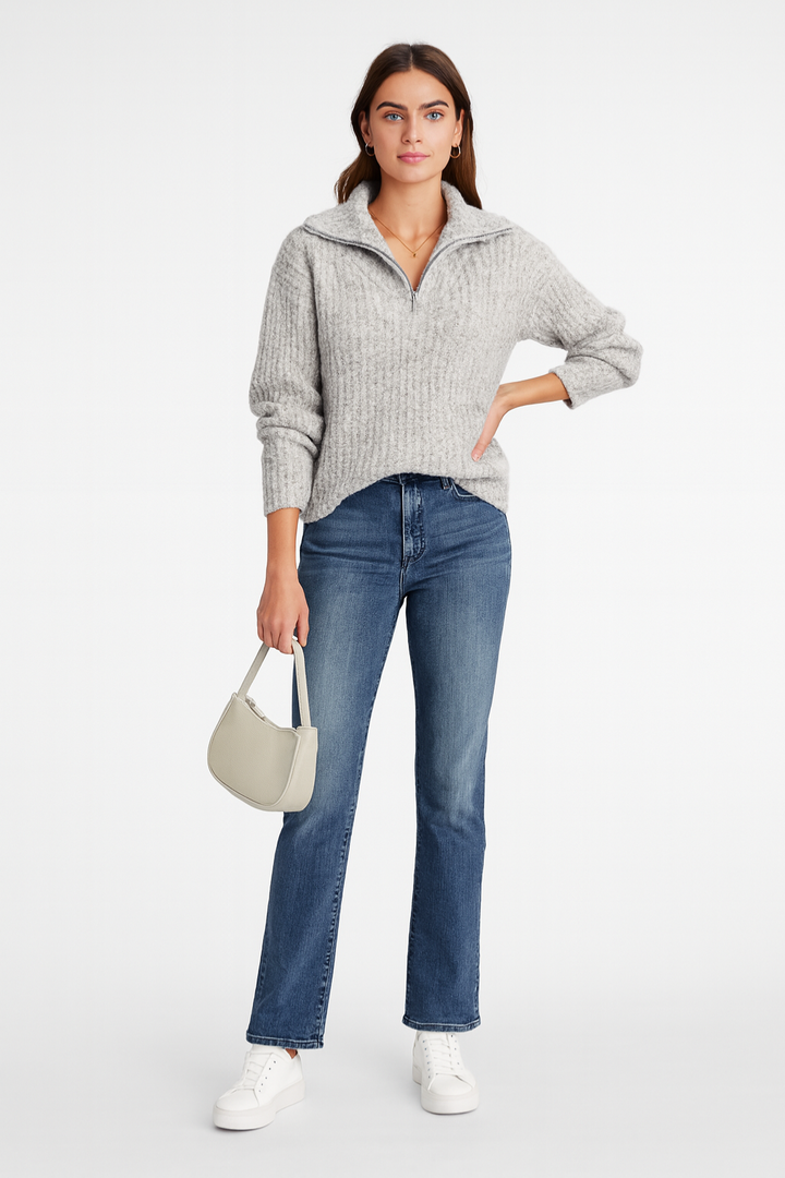 Women's Knitted Half-Zip Winter Sweater