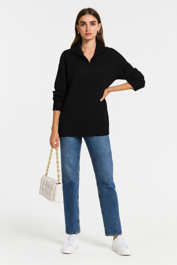 Women's Knitted Half-Zip Winter Sweater