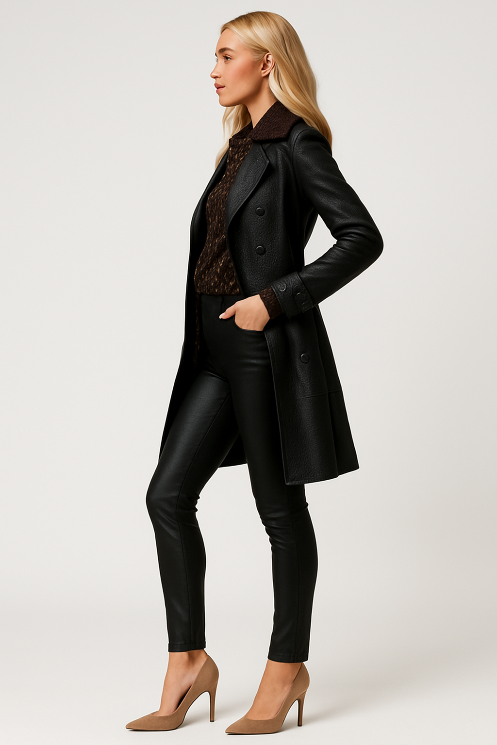 Women's Leather Trench Coat