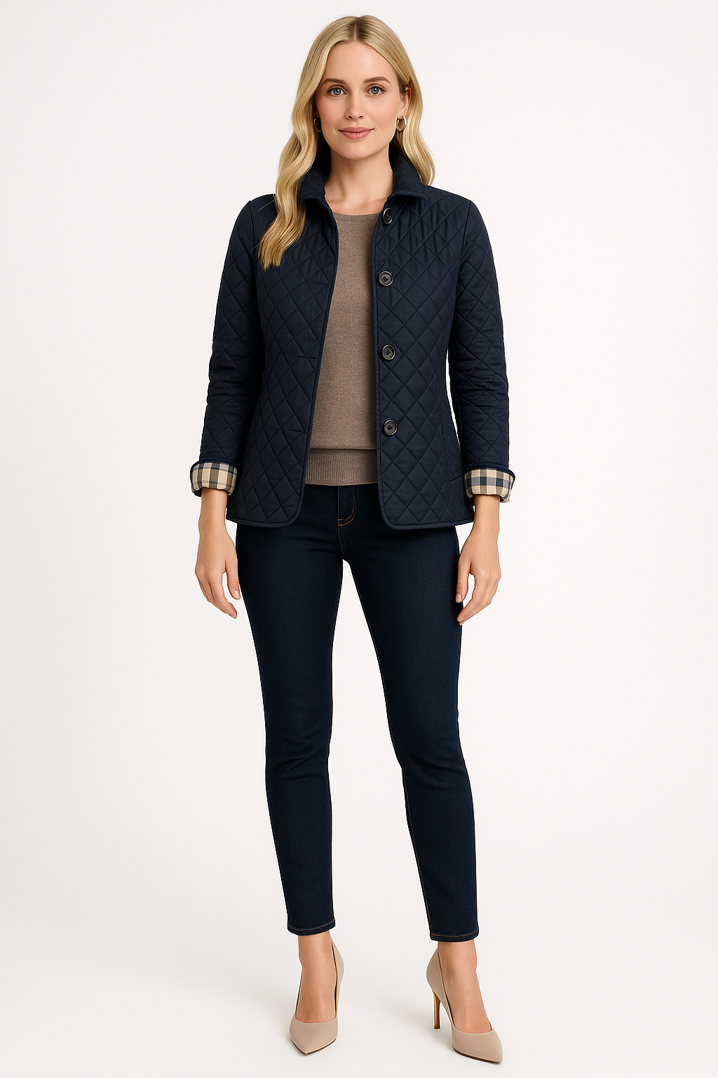 Women's Lightweight Quilted Button Closure Coat