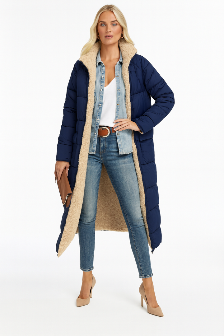 Women's Long Quilted Winter Trench Coat