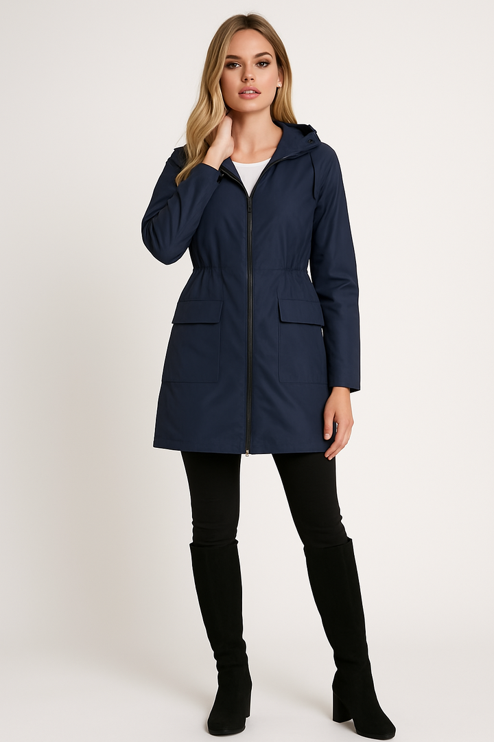 Women's Long Rain Jacket with Hood
