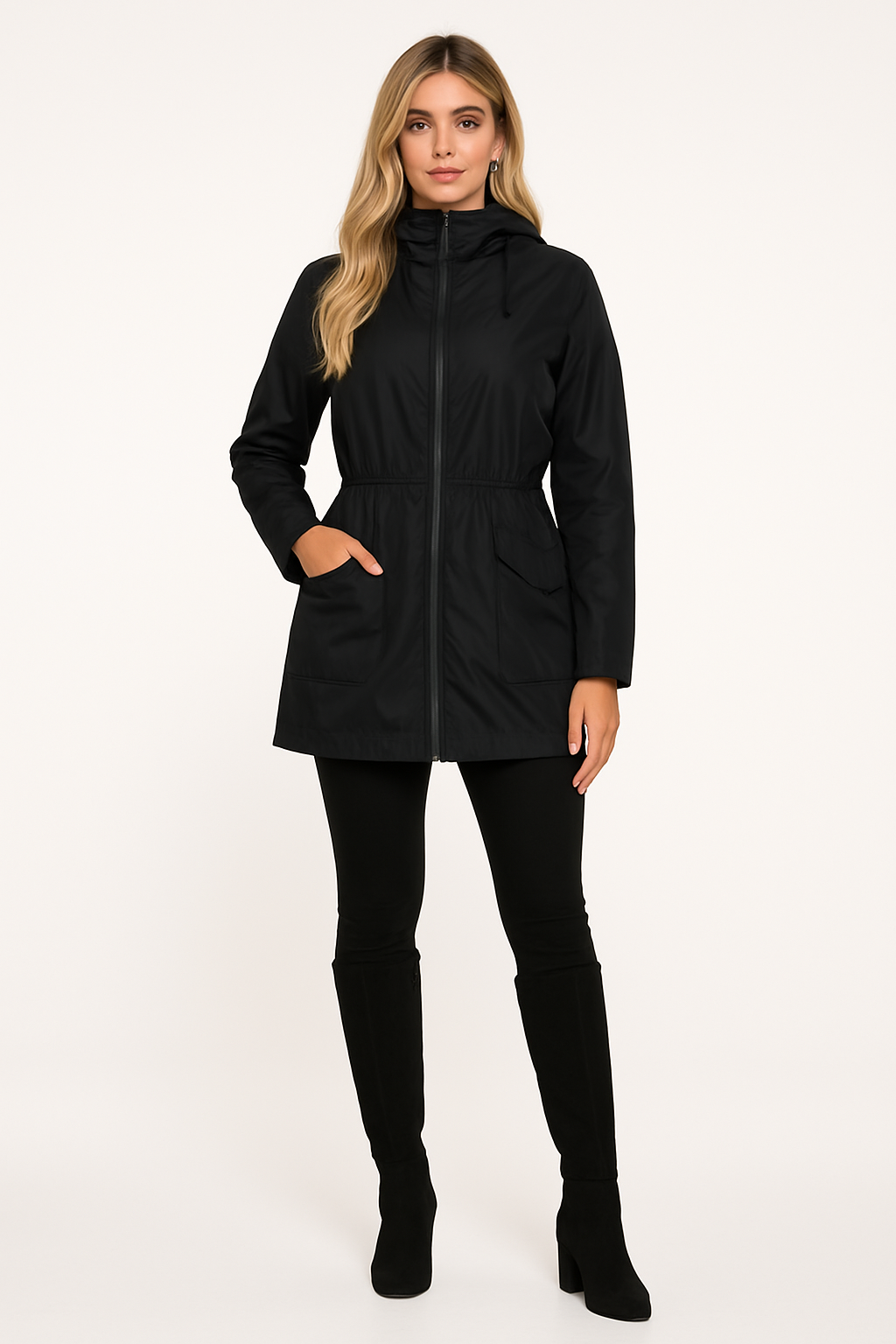 Women's Long Rain Jacket with Hood