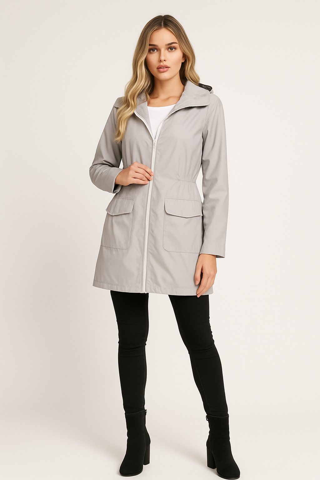 Women's Long Rain Jacket with Hood