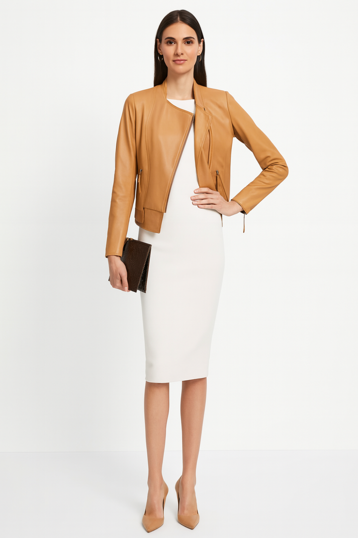 Women’s Long Sleeve Leather Jacket