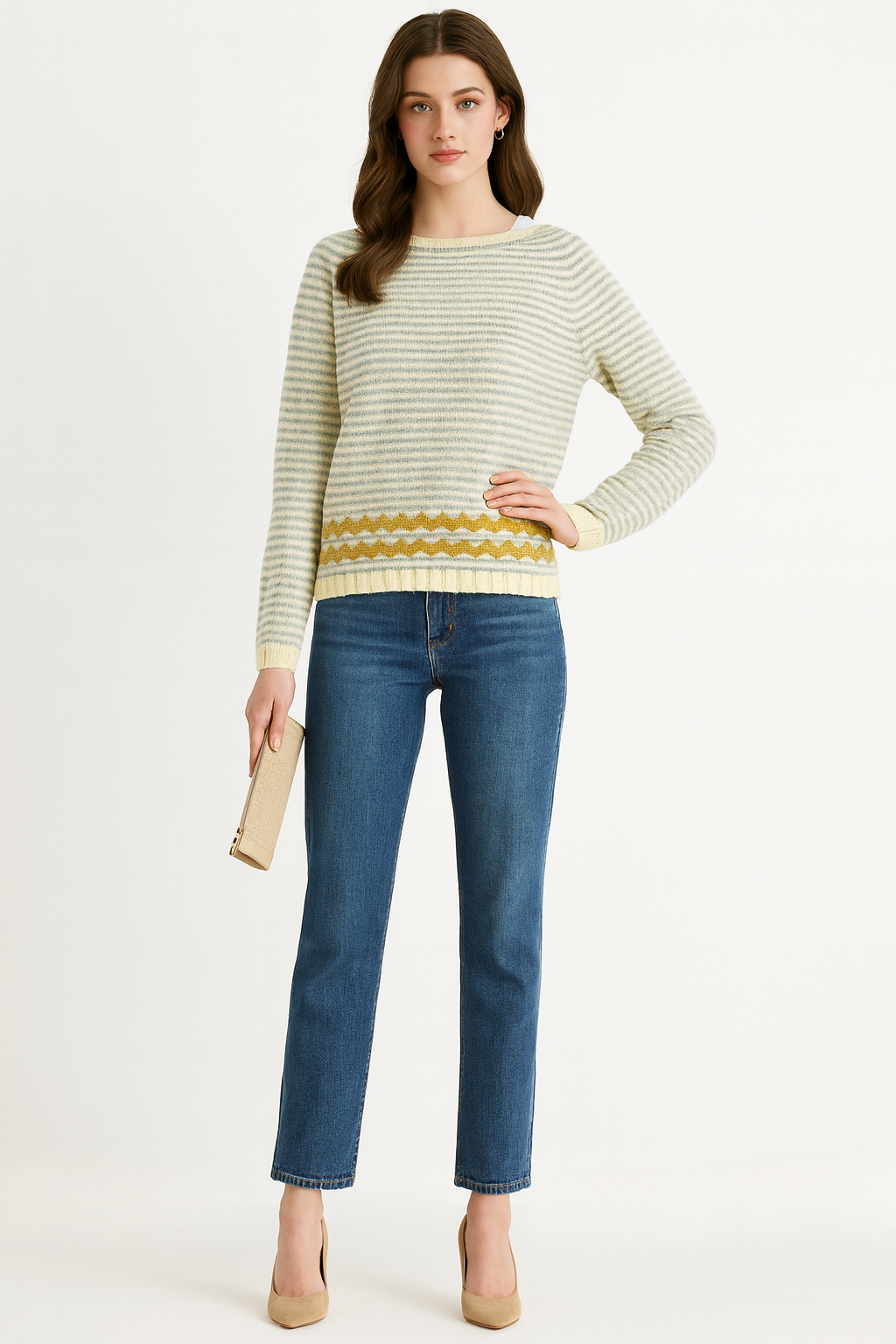 Women's Long Sleeve Striped Sweater