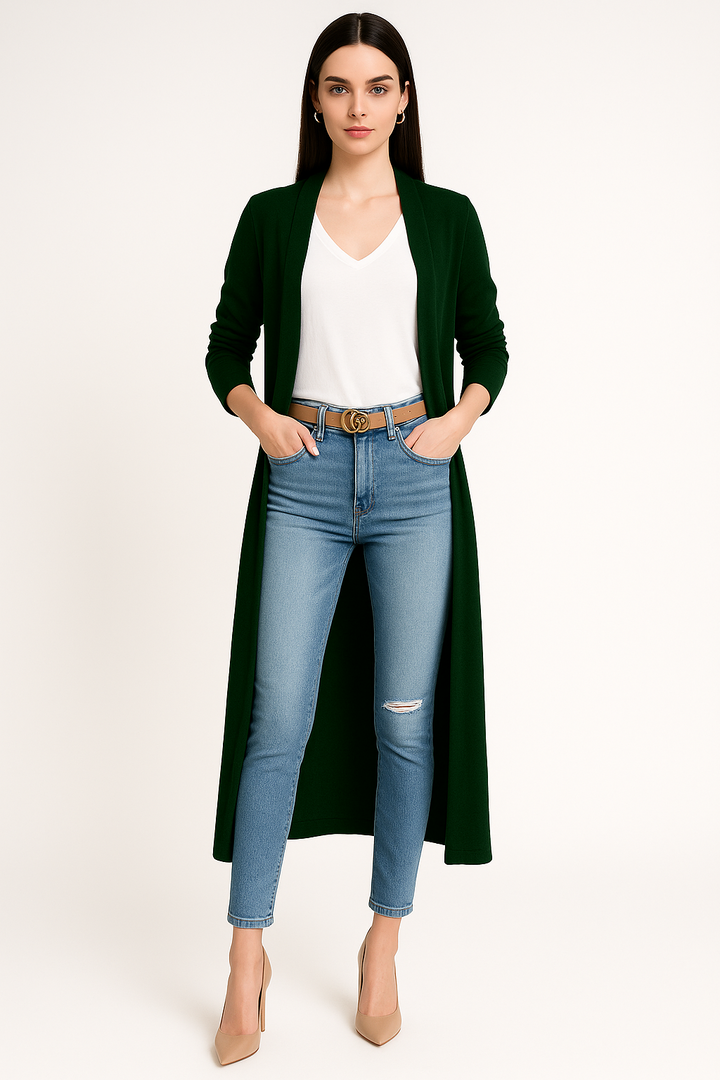 Women's Long Velvet Cardigan