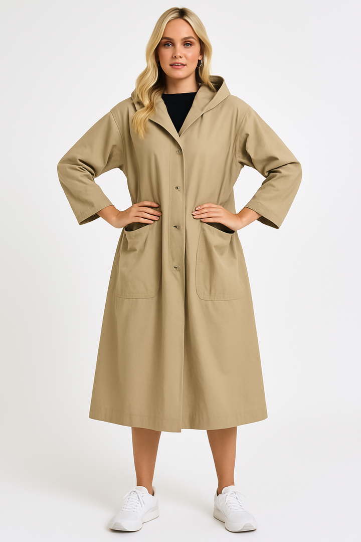 Women's Oversized Long Trench Coat with Pockets