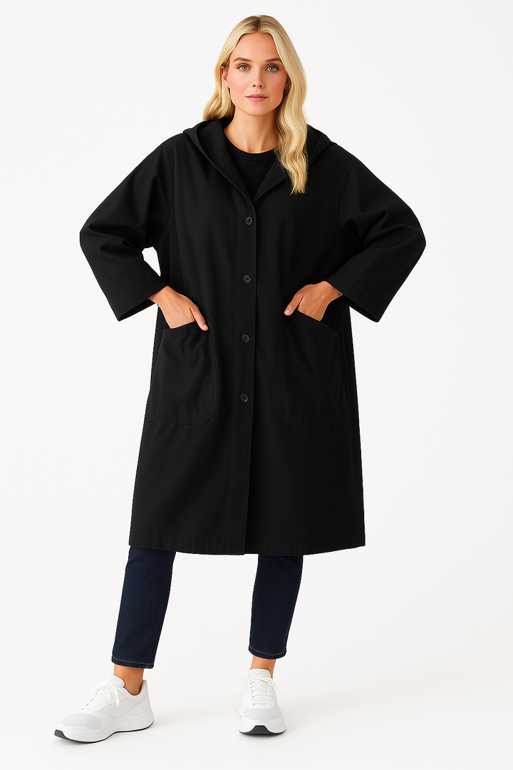 Women's Oversized Long Trench Coat with Pockets