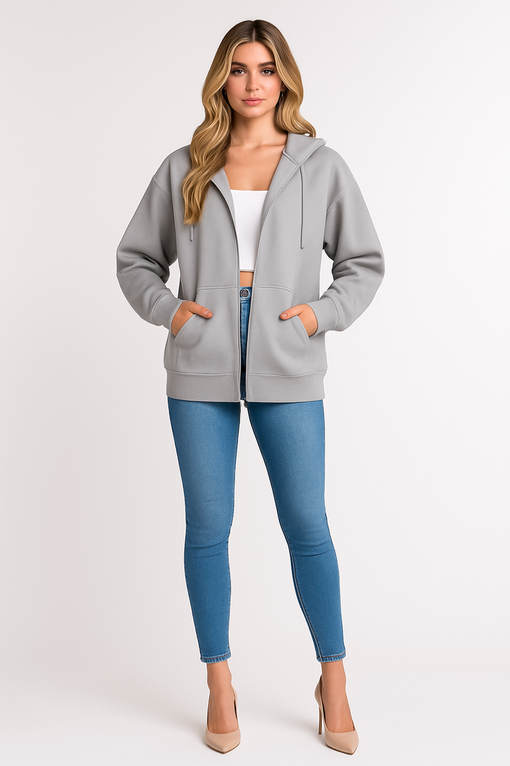 Women's Oversized Zip-Up Hooded Jacket
