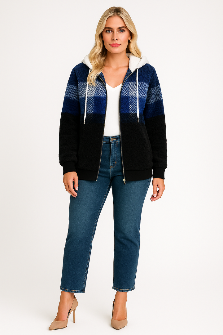 Women's Plush Fleece Oversized Hooded Sweatshirt Jacket
