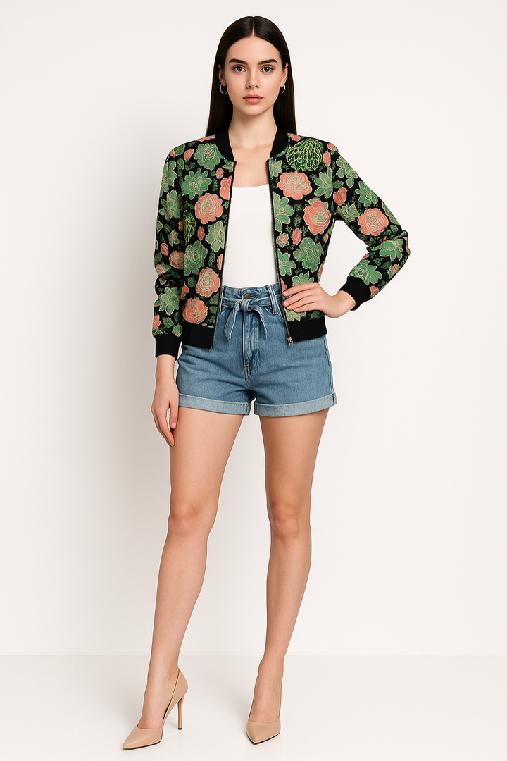 Women's Printed Zipper Jacket