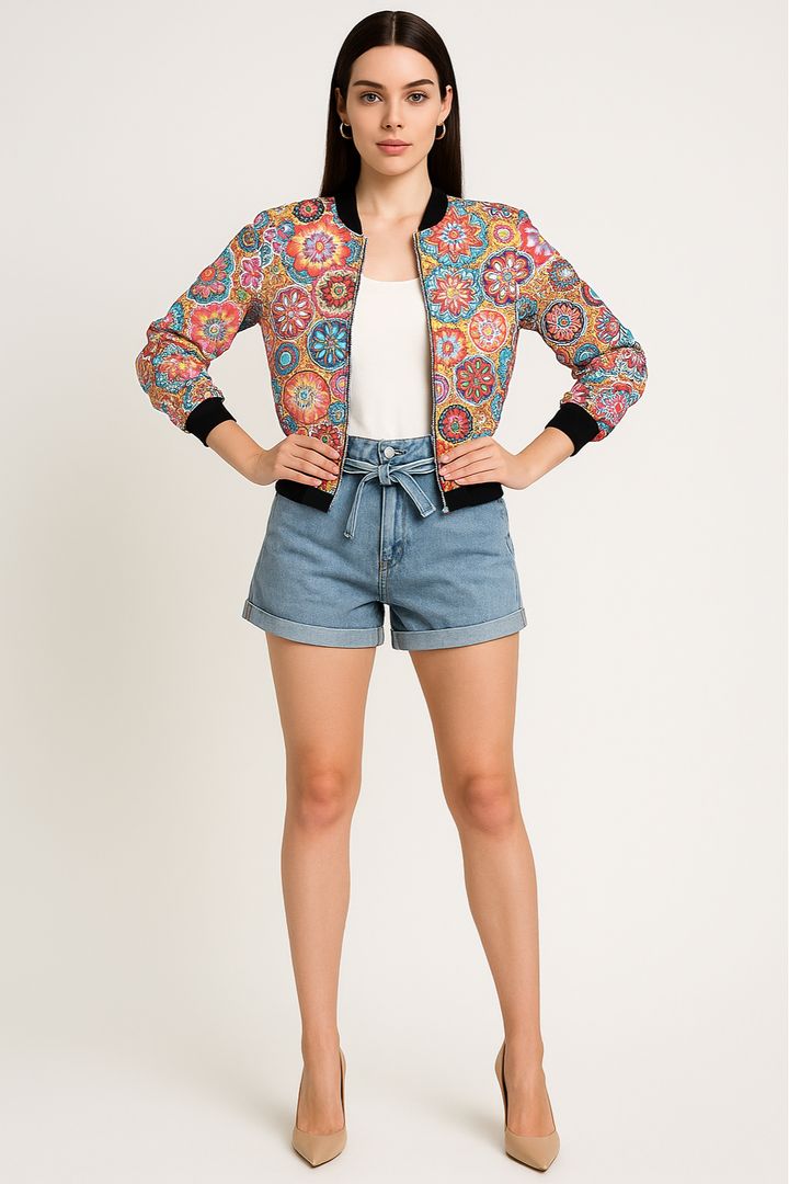 Women's Printed Zipper Jacket
