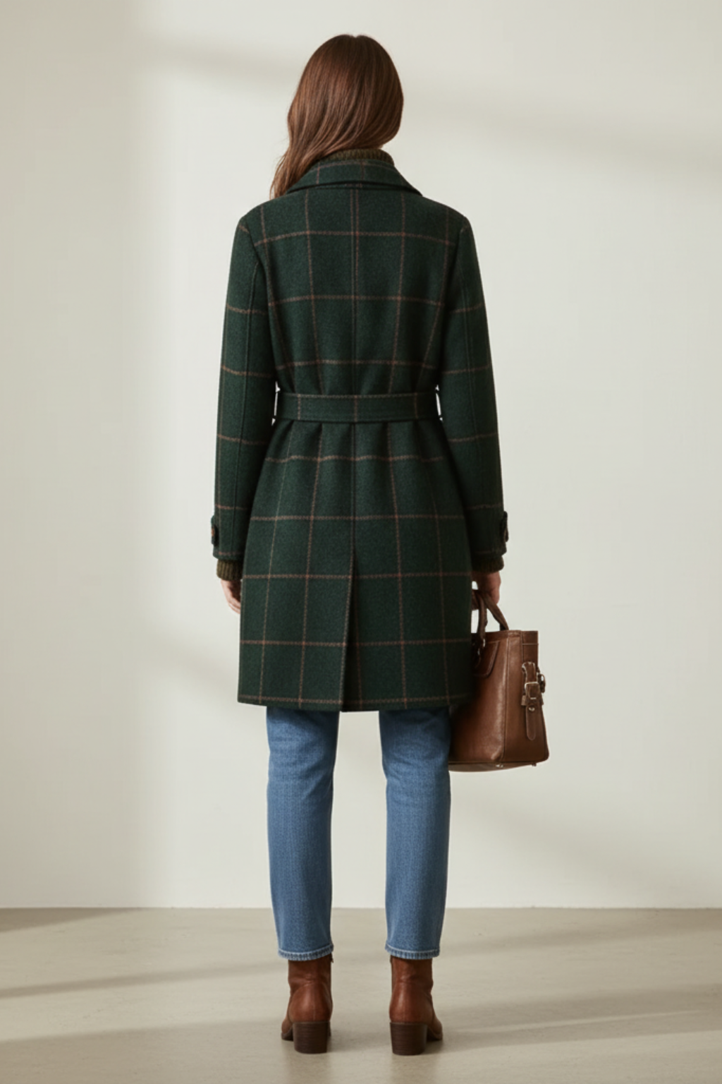 Women's Retro Lapel Plaid Tweed Coat