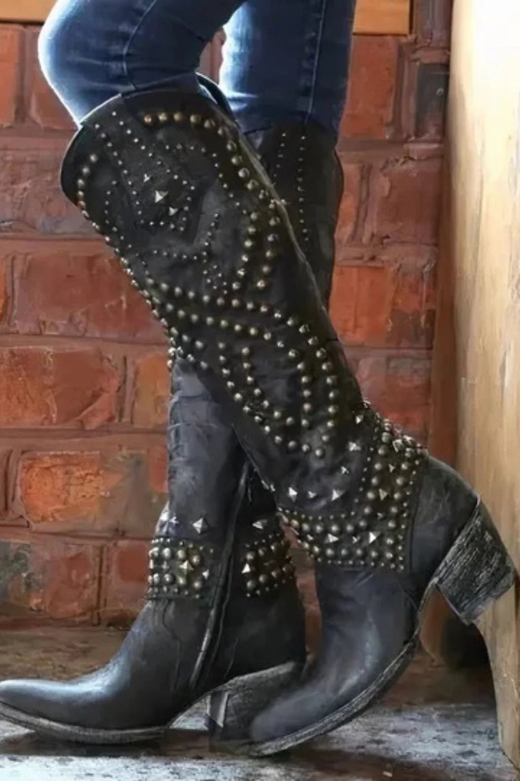 Women’s Rivet-Detail Knee-High Boots