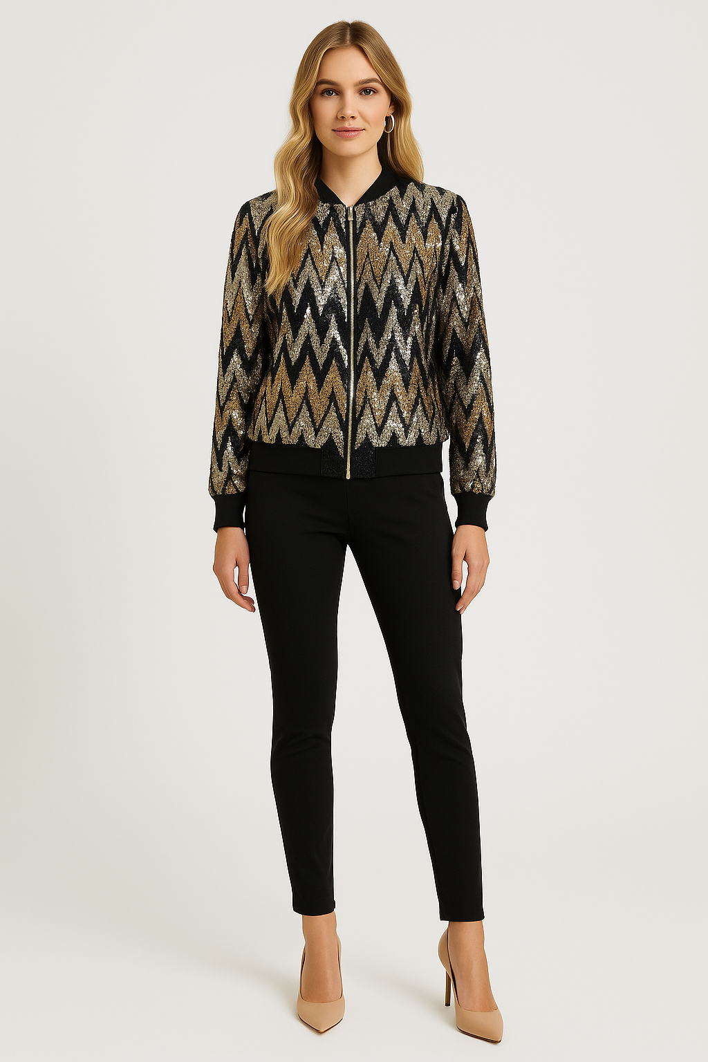 Women's Sequin Zip-Up Jacket