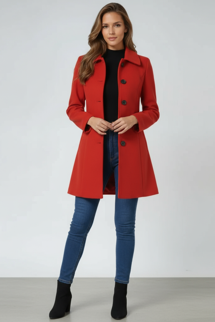 Women's Single-Breasted Fit and Flare Coat