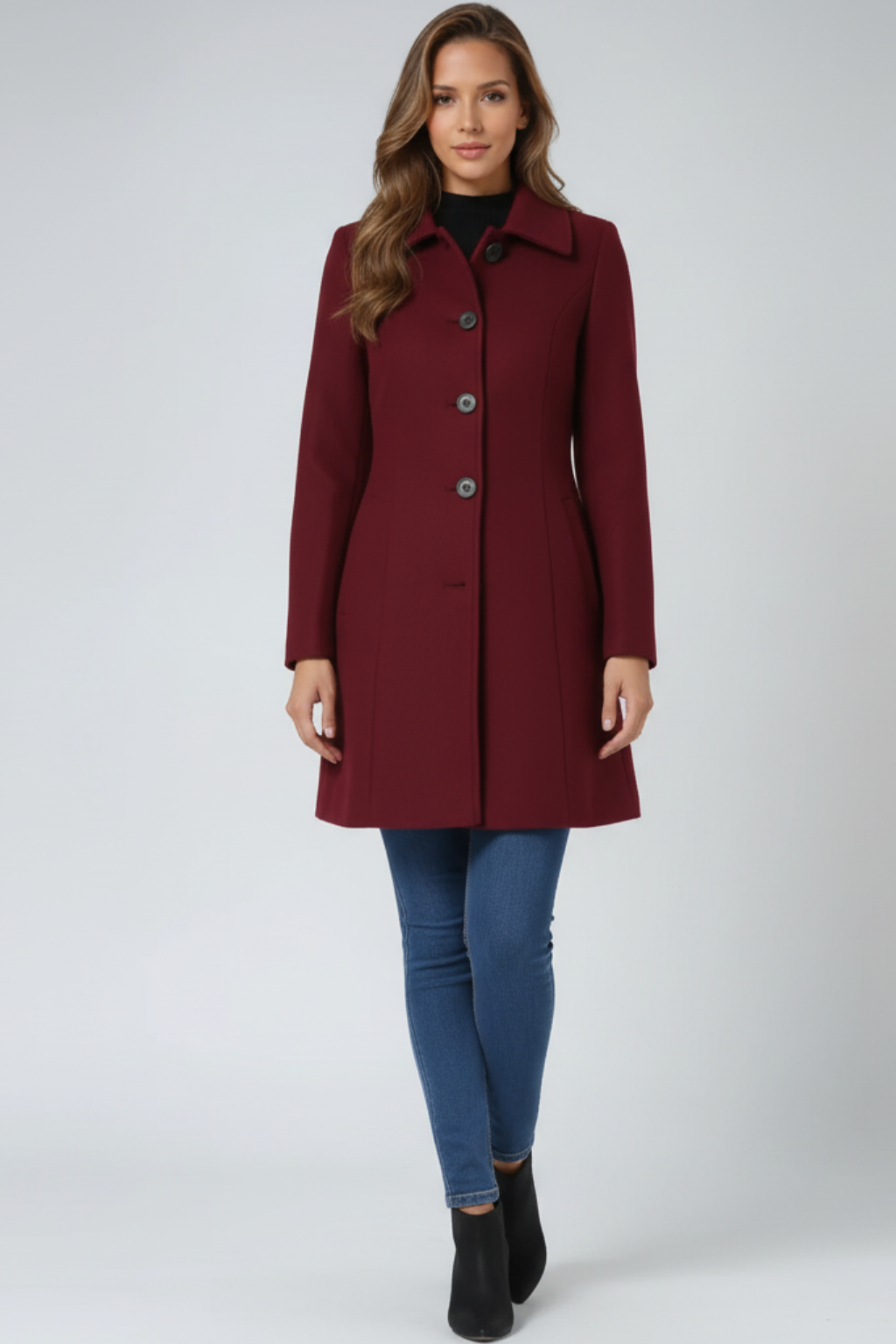 Women's Single-Breasted Fit and Flare Coat