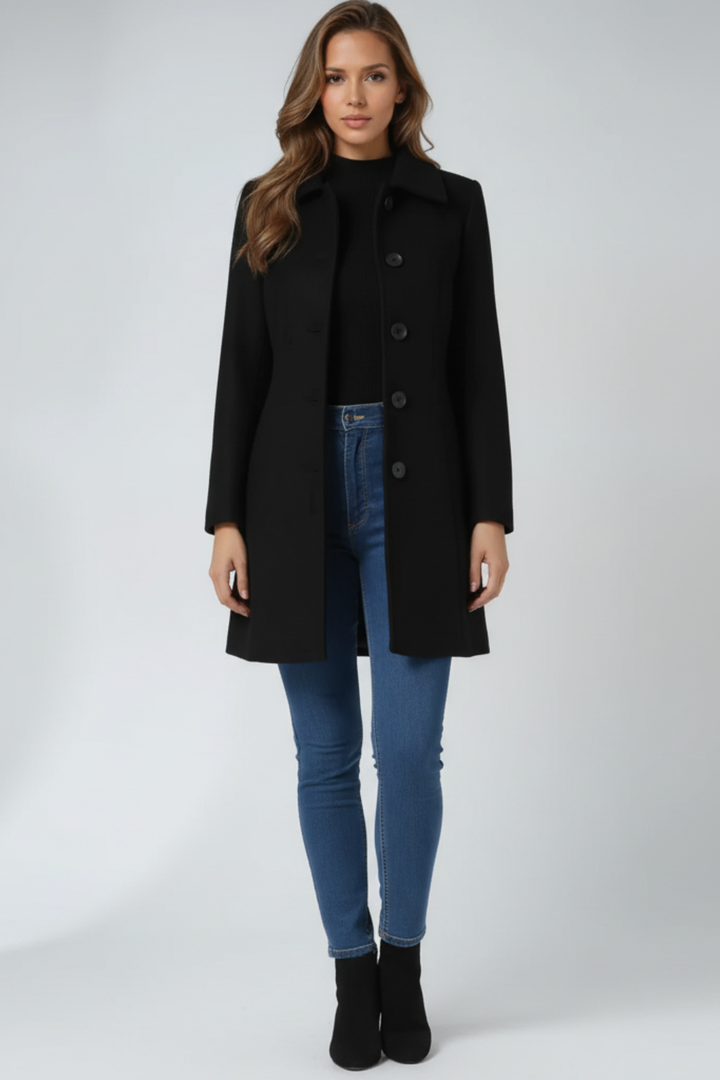 Women's Single-Breasted Fit and Flare Coat