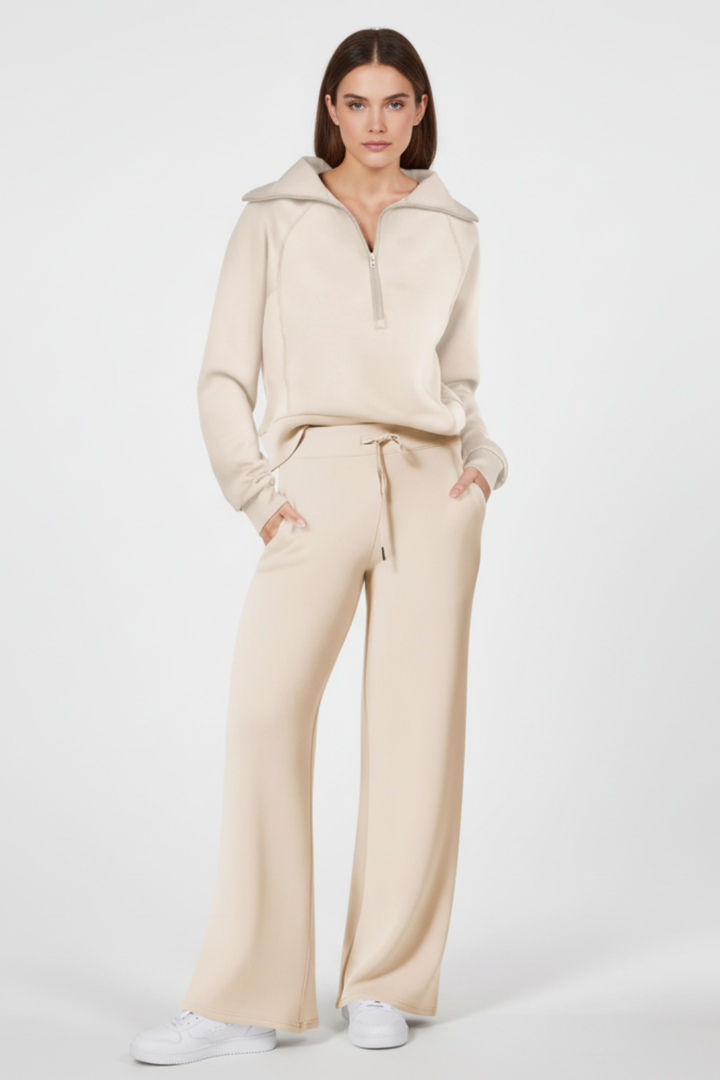 Women’s Sleek Lounge Set with Zip-Detail Top