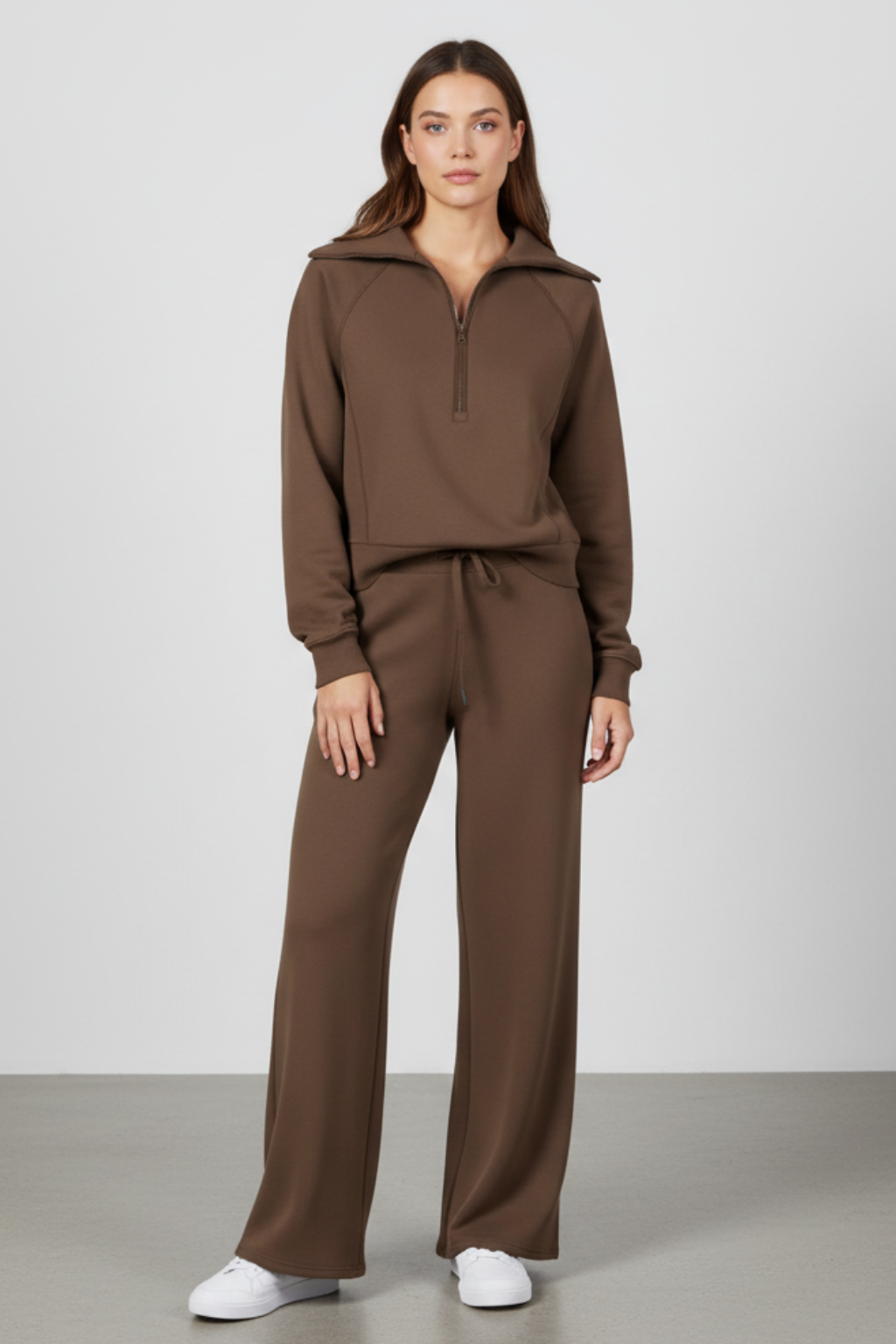 Women’s Sleek Lounge Set with Zip-Detail Top