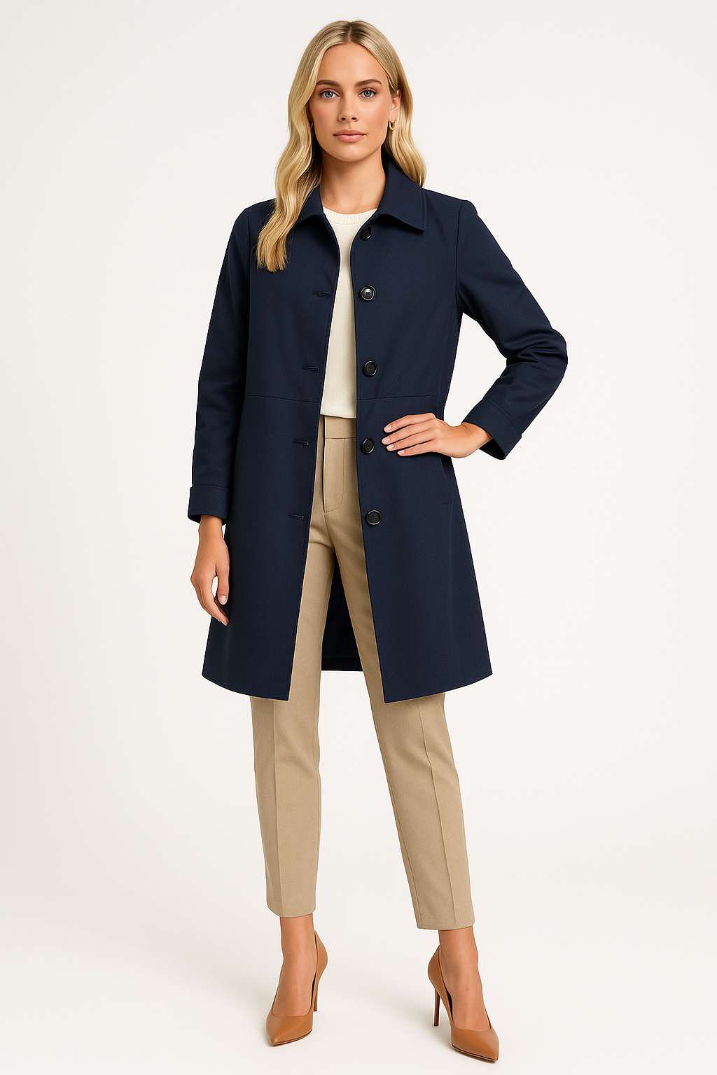 Women's Tailored Fit Classic Collar Trench Coat