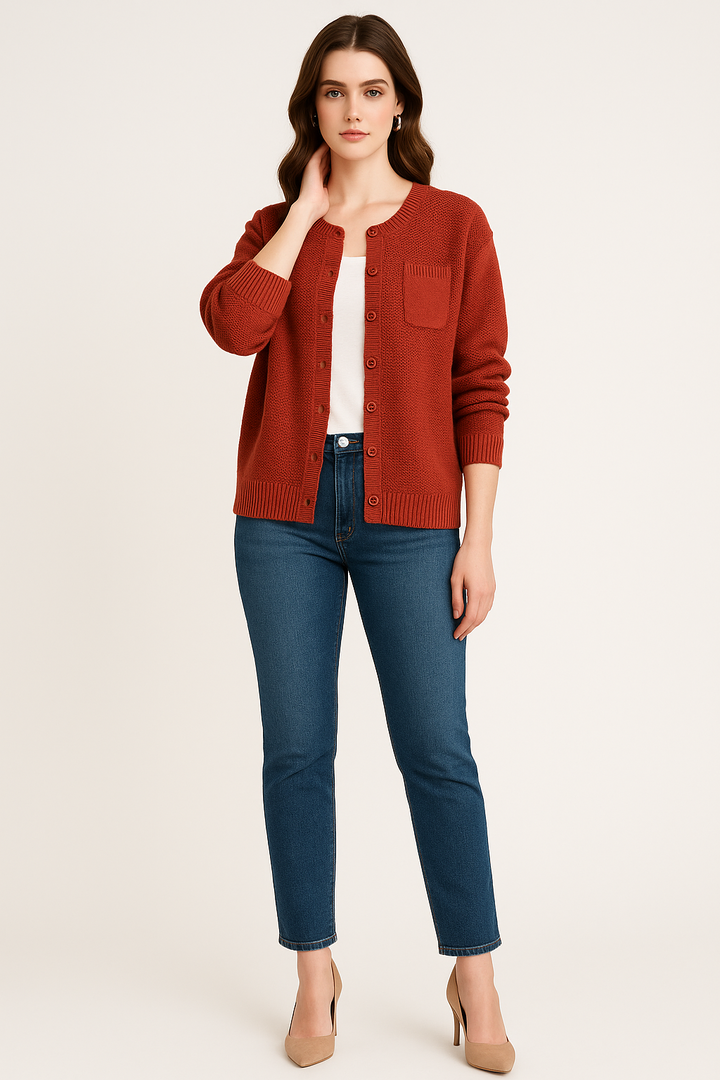 Women's Textured Knit Pattern Cardigan