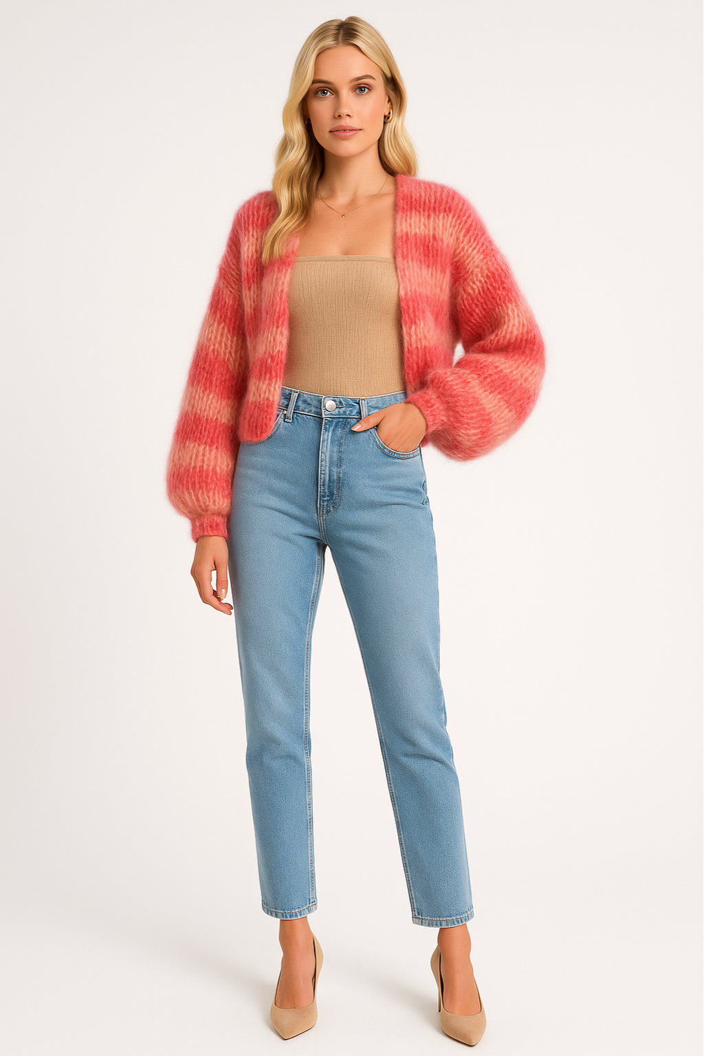 Women's Vibrant Chunky Knit Cardigan with Open Front Style