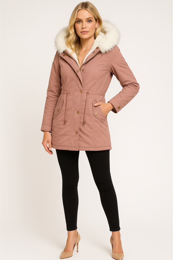 Women’s Water-Repellent Fitted Parka Jacket with Hood