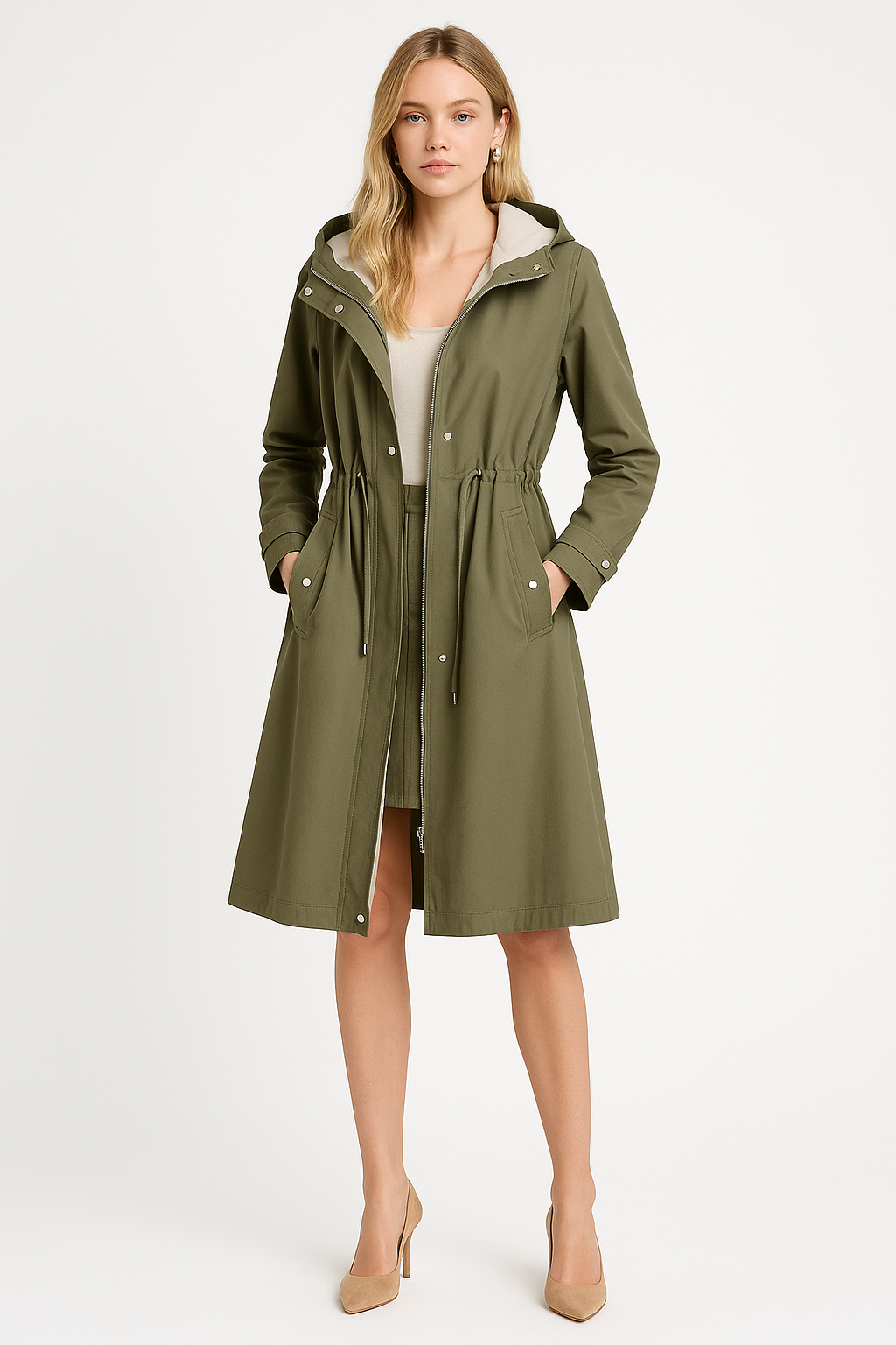 Women's Waterproof Hooded Trench Coat
