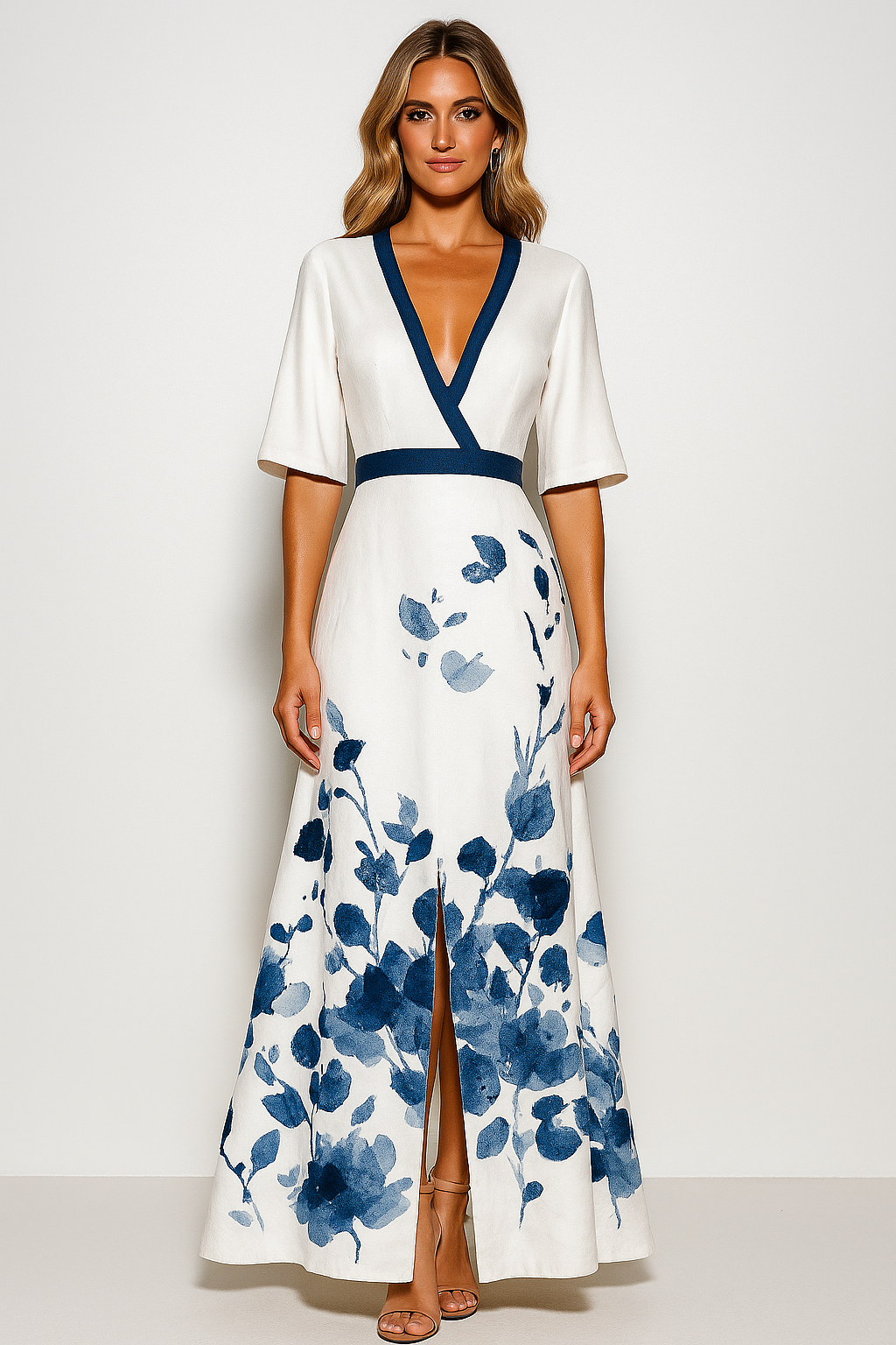 Women’s Bold Floral Kimono Maxi Dress