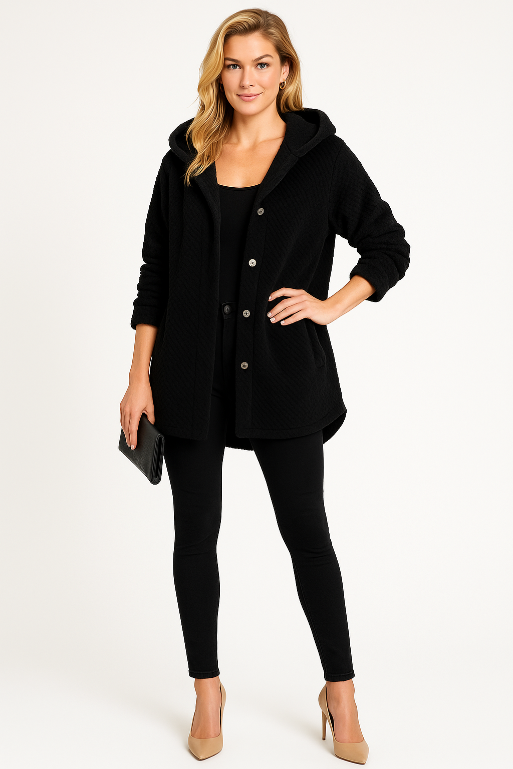 Women's Button Down Jacket with Hood