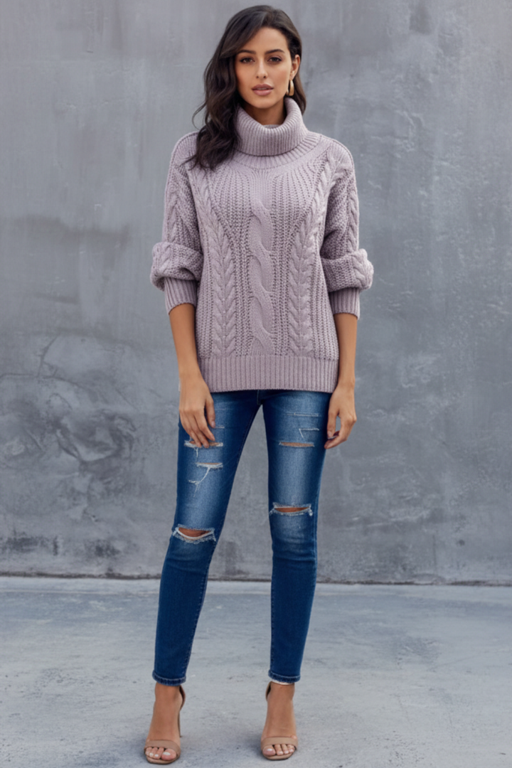 Women’s Chunky Braid Turtleneck Sweater