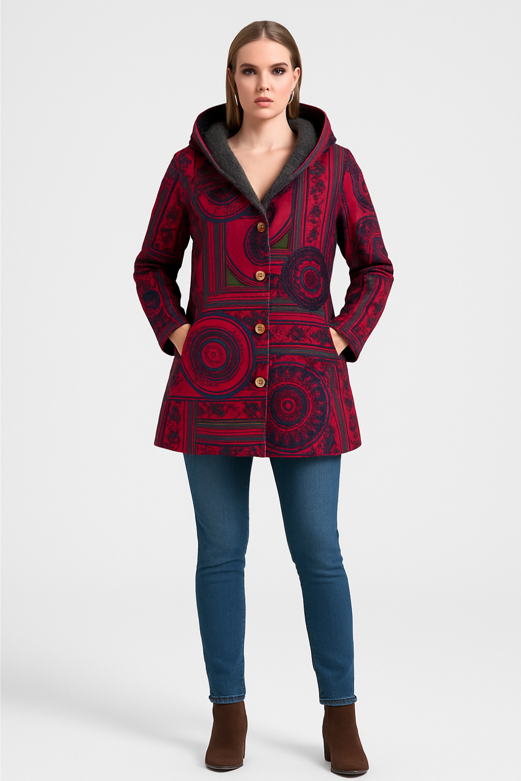 Women's Classic Floral Hooded Winter Jacket