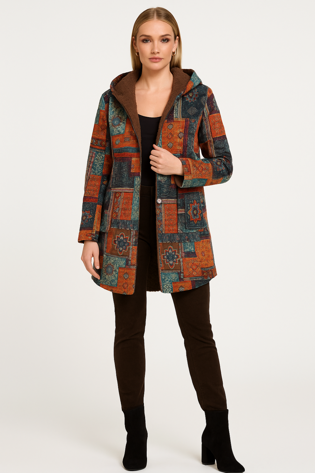Women's Classic Floral Hooded Winter Jacket