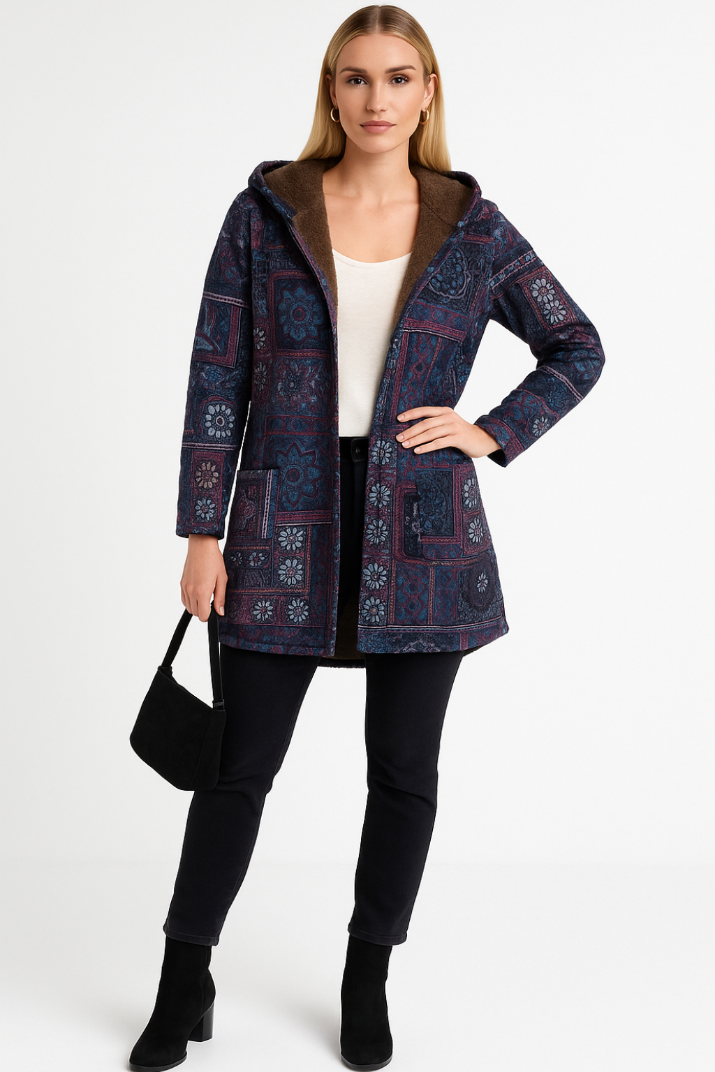 Women's Classic Floral Hooded Winter Jacket