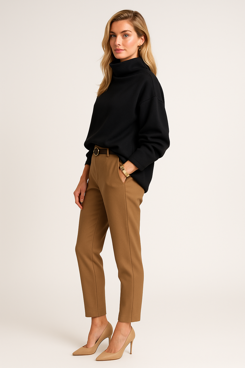 Women’s Elegant Black Turtleneck Sweater