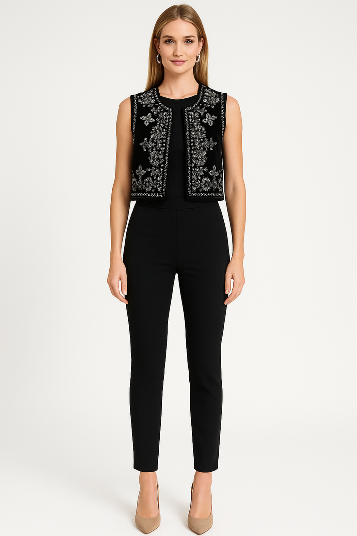 Women’s Embroidered Open-Front Vest