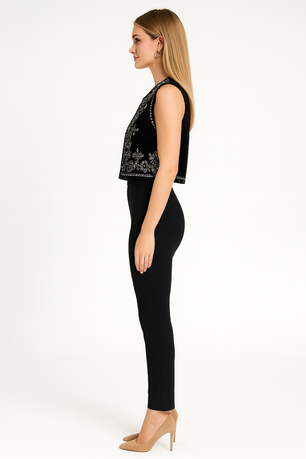 Women’s Embroidered Open-Front Vest