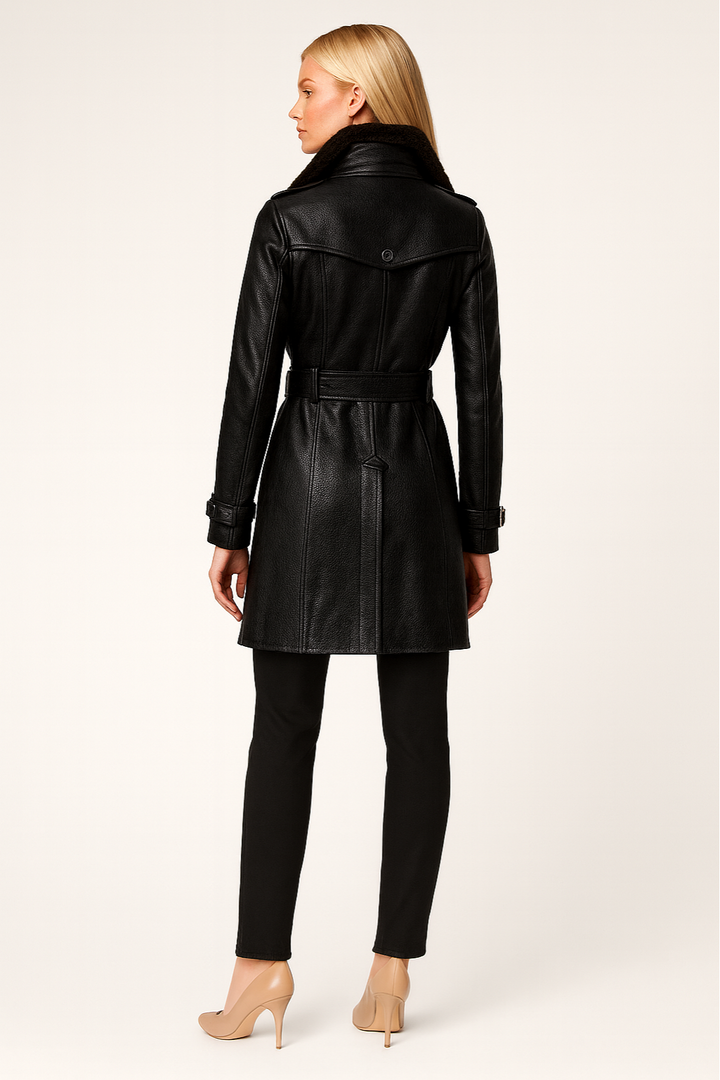 Women's Leather Trench Coat