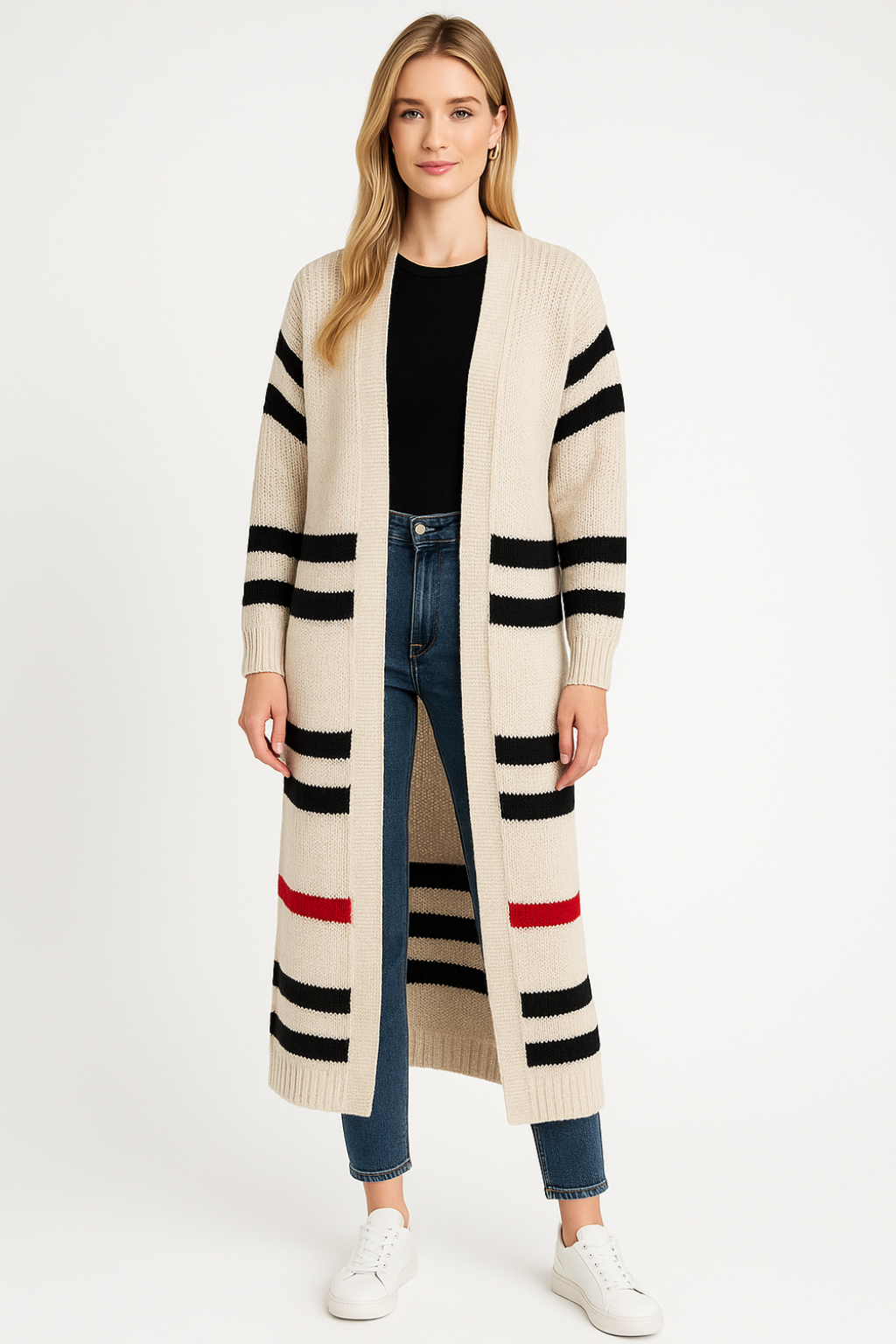 Women’s Long Striped Knit Cardigan