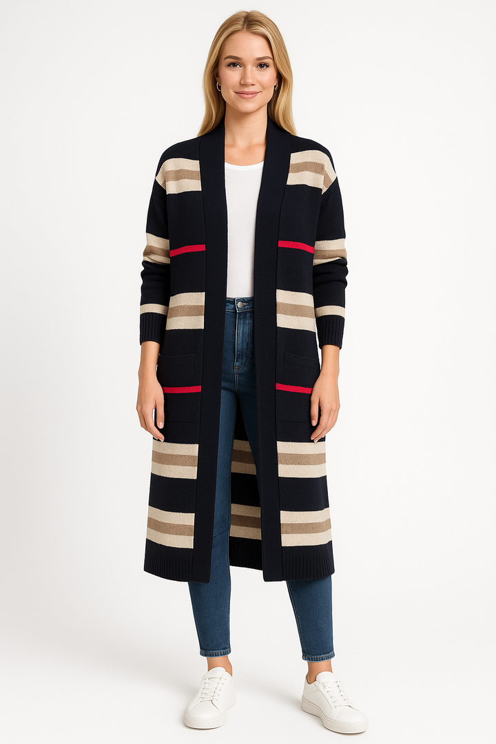 Women’s Long Striped Knit Cardigan