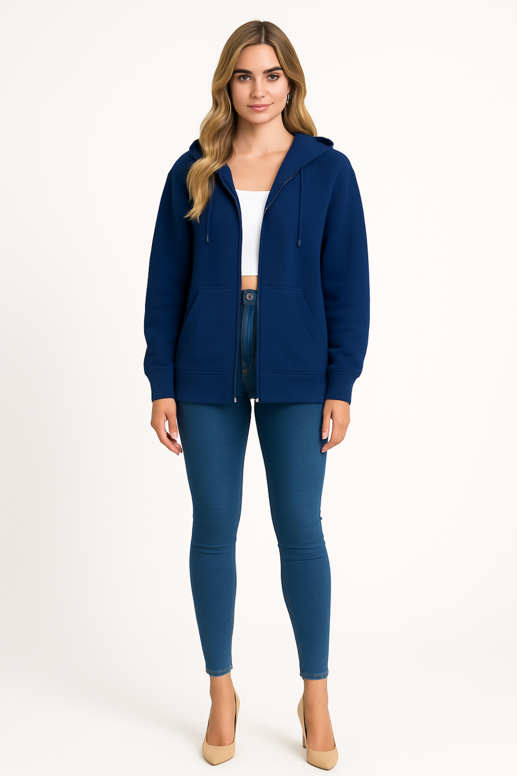 Women's Oversized Zip-Up Hooded Jacket