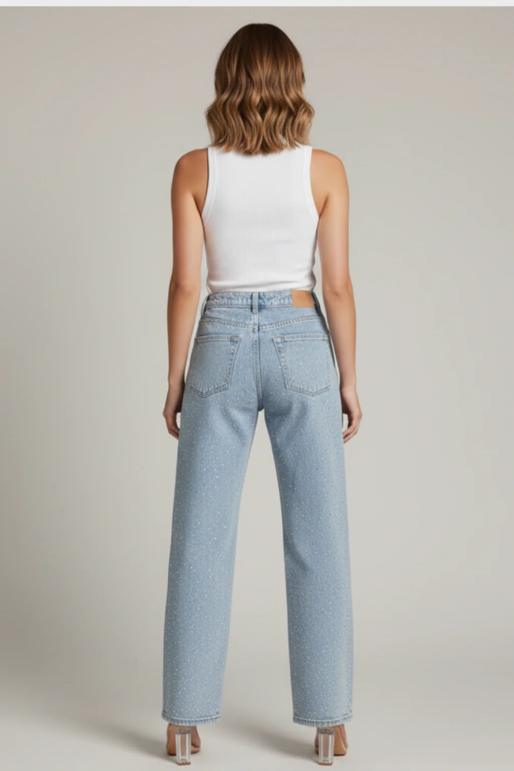 Women’s Rhinestone Embellished Straight Leg Jeans