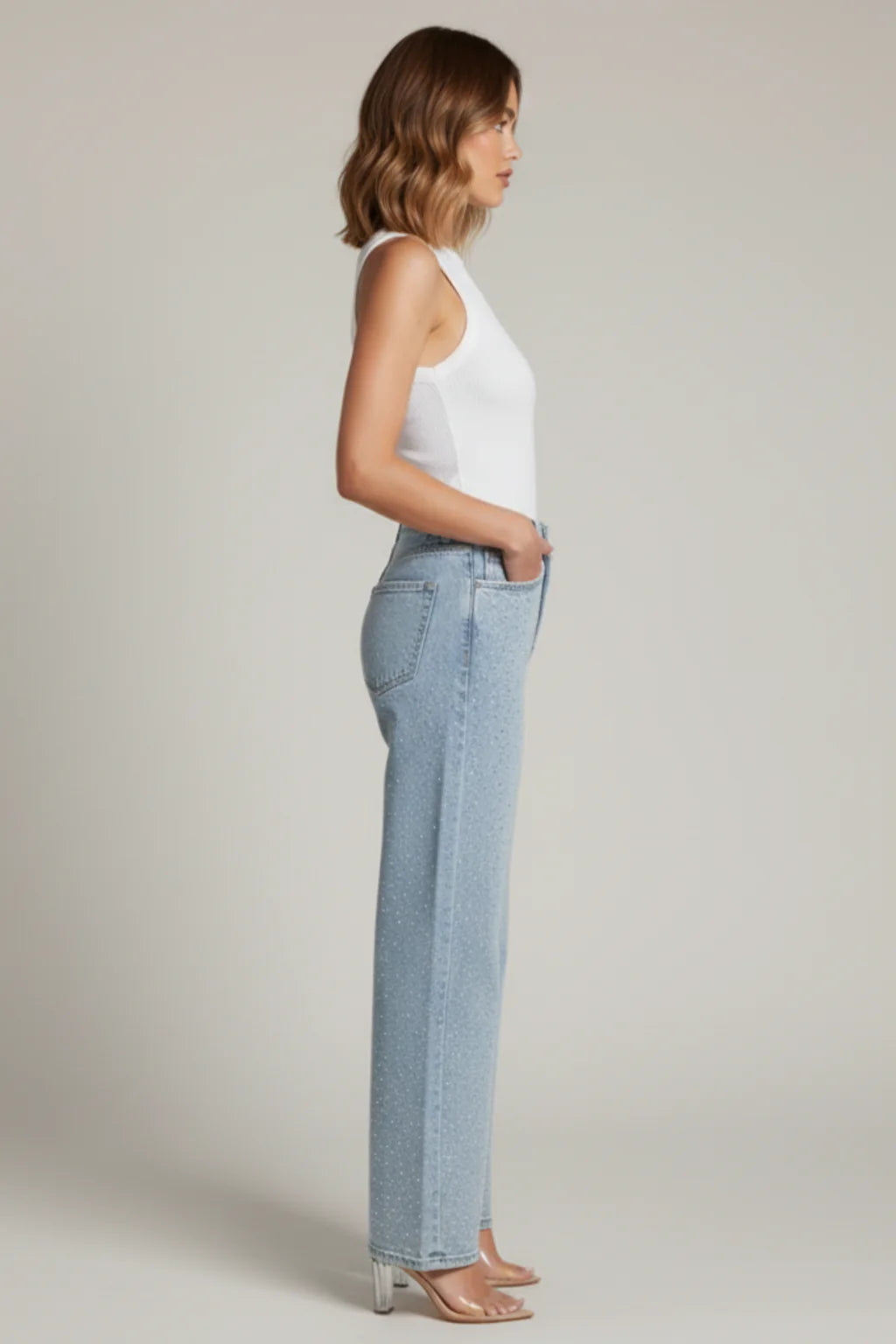 Women’s Rhinestone Embellished Straight Leg Jeans