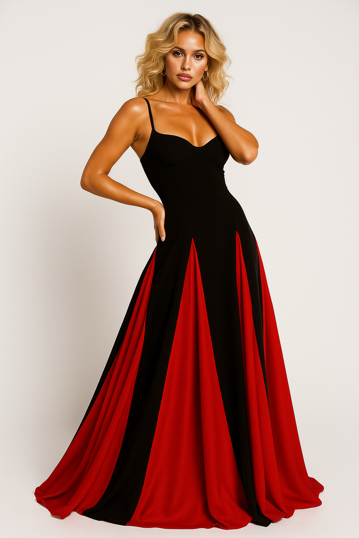 Women’s Two-Tone Flared Maxi Dress