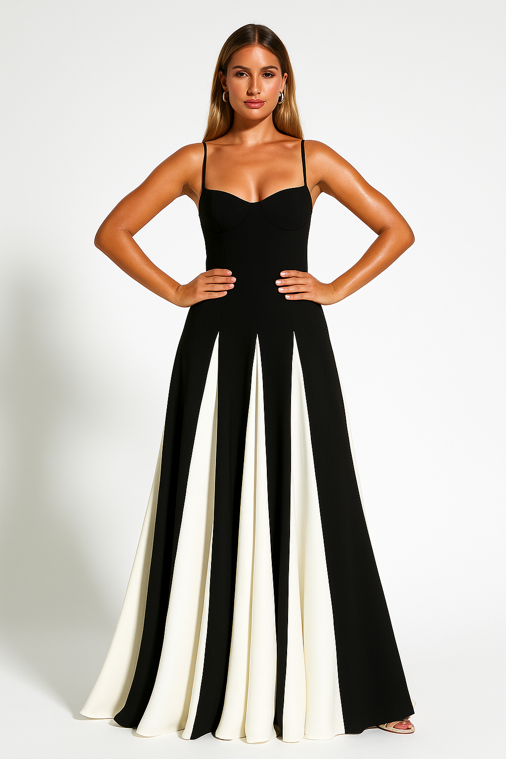 Women’s Two-Tone Flared Maxi Dress